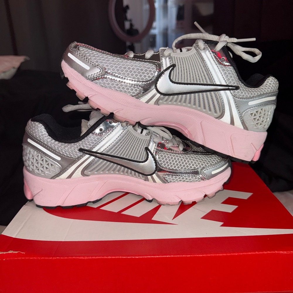 Nike Metallic Silver and Soft Pink Running Shoes